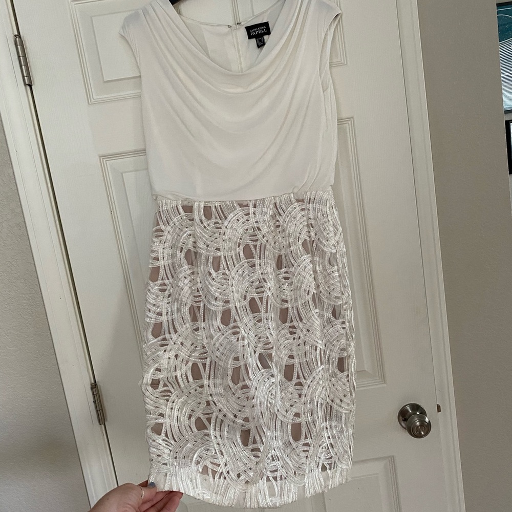 Adrianna Papell cowl neck dress with pencil skirt